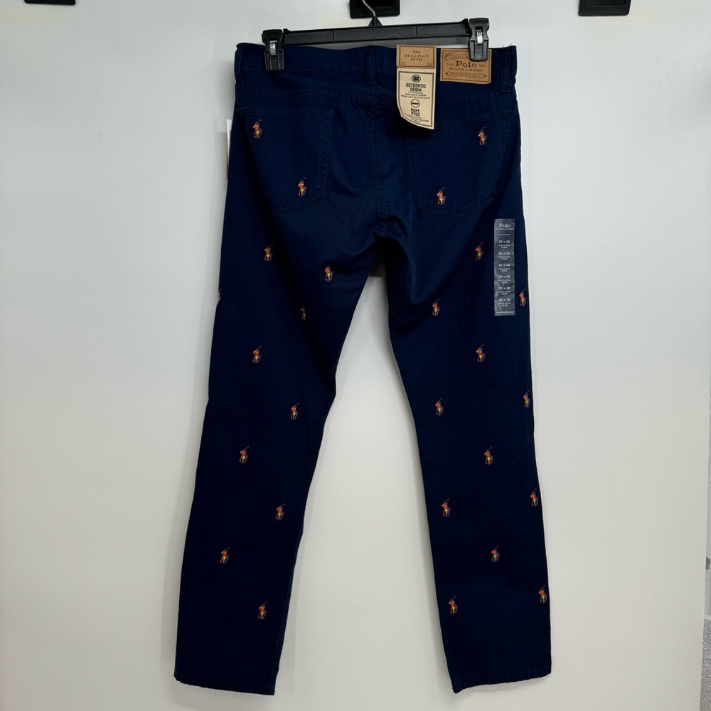 NEW Polo Ralph Lauren Sullivan Slim All Over Multi Pony Pants Blue Mens Sz 32x32 - Picture 5 of 16
